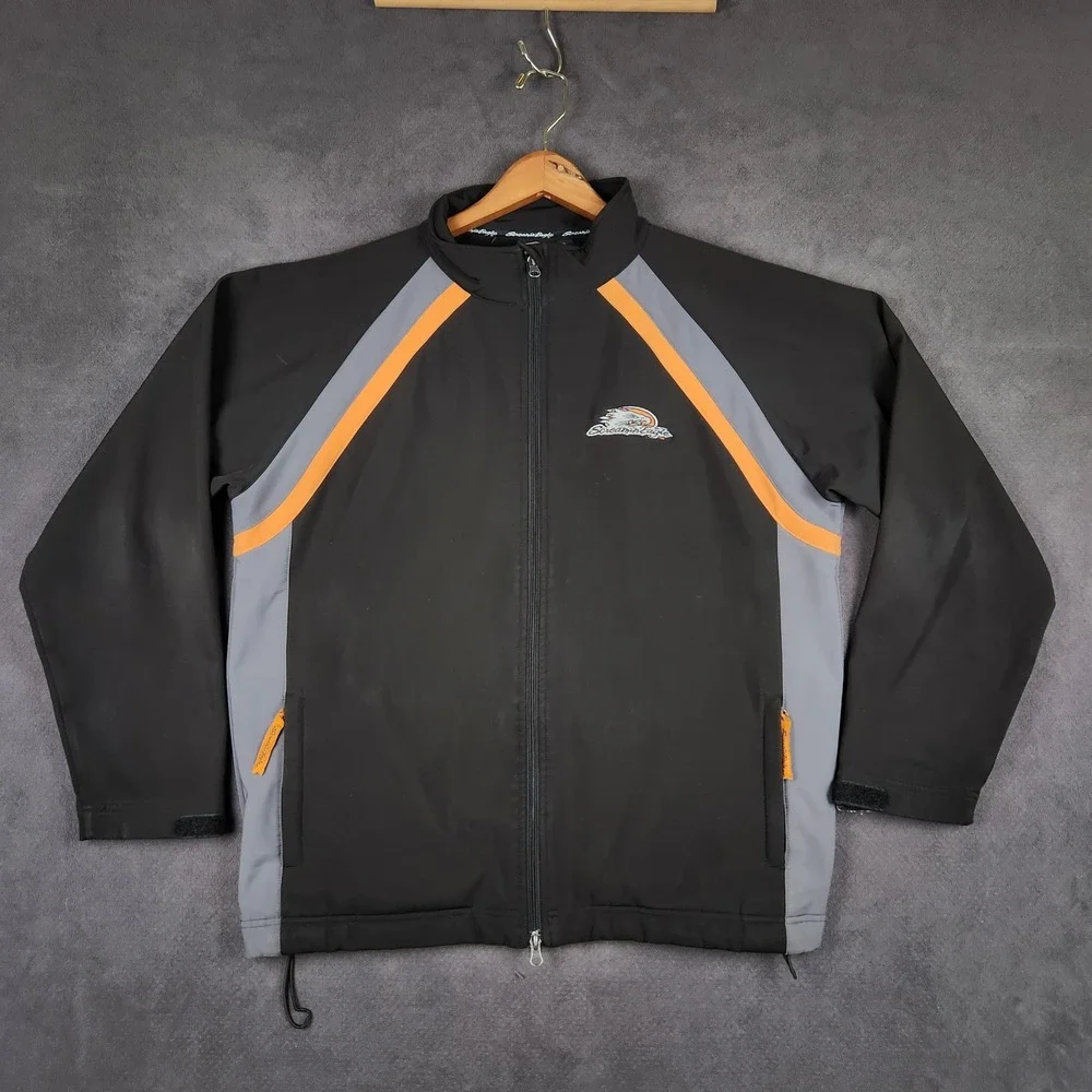 Harley Davidson Screamin Eagle Jacket Mens XL Black Orange Softshell Performance